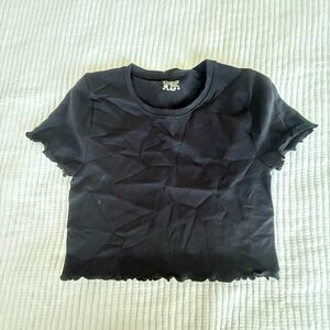 One Plus Women's Black Ruffle Hem Top